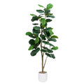 TXABL White 6FT Artificial Fiddle Leaf Fig Tree with Pot & Pebbles for Indoor Decor