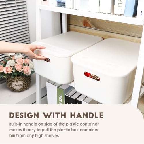 Plastic Storage Bins with Lids - 8 Pack White 14 x 10.5 x 6.5 in - Home & Office Organization