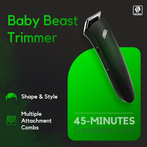 Cordless Beard Trimmer with Precision Blade & Guide Combs - Skull Shaver Baby Beast