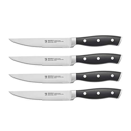 Henckels Forged Accent Steak Knives Set of 4 - Black, Razor-Sharp, German Engineered