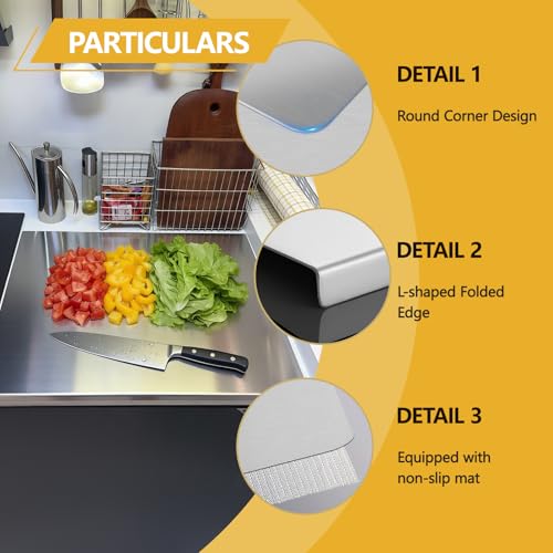 Extra Large Stainless Steel Cutting Board 19.6" x 31.5" Counter Protector for Kitchen
