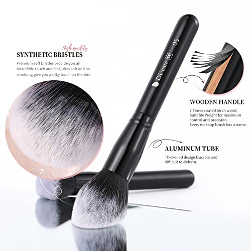 DUcare Makeup Brushes 15Pcs Premium Synthetic Kabuki Makeup Brush Set, Professional Foundation Concealers Powder Blush Blending Face Eye Shadows Black Brush Sets