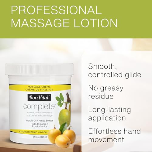 Bon Vital Complete Massage Creme - Unscented 14 oz Therapy Cream for Professional & Home Use