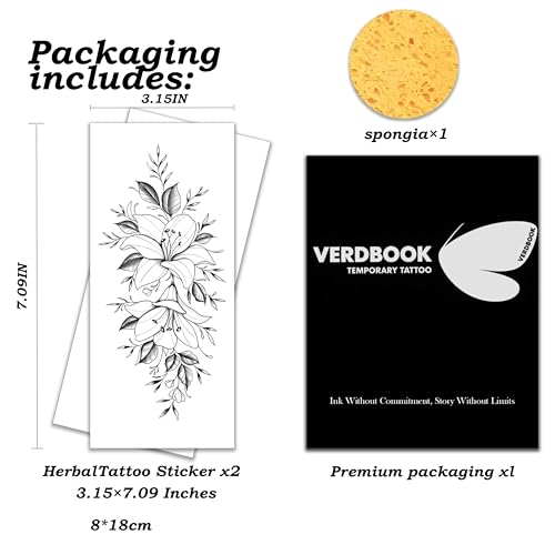 Waterproof Temporary Tattoos: 2-Sheet Tattoo Kit with Realistic Body Stickers, Semi-Permanent Tattoos for Adults Lasting 7-15 Days ? Safe for Men & Women, Blossom Journey