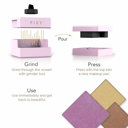 FIXY Makeup Repair Kit ? Repress Eyeshadows, Blush & Highlighter | Save Broken Makeup, Depot in Magnetic Palette | Includes Press, Square Pans, Binder Spray | Reusable, Travel-Friendly