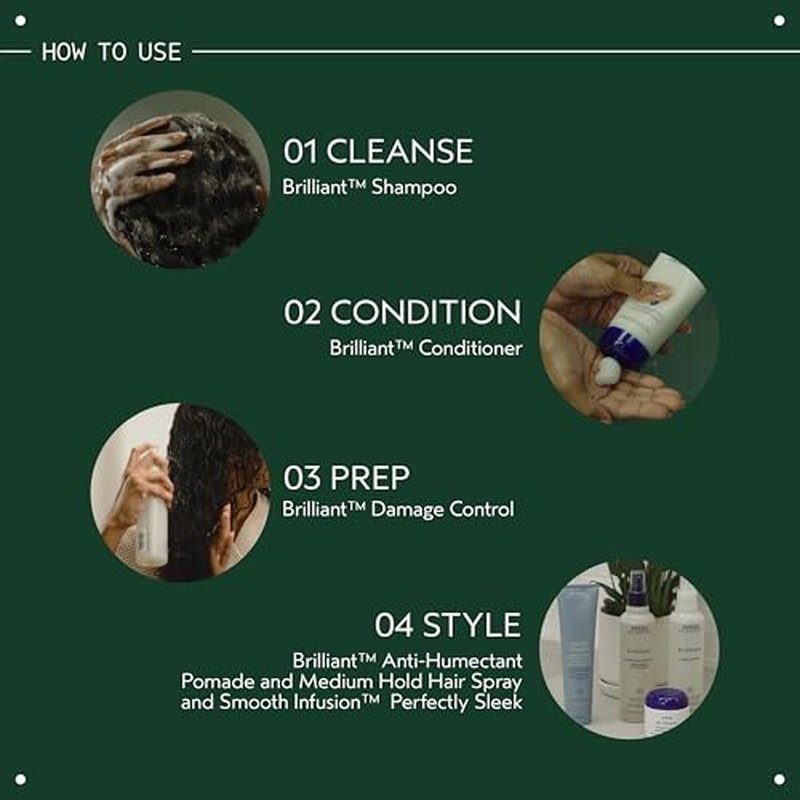 Aveda Brilliant Anti-Humectant Pomade | Helps Prevent Frizz & Flyaways | Protects Against Humidity | for Curly & Coily Hair Types |Castor Oil and Rice Bran | Jasmine, Rose, Clove Aroma| 2.5 Ounce