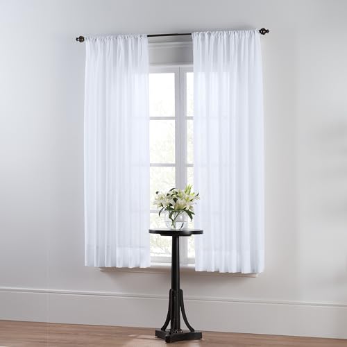 SmartSheer Thermoregulating Semi-Sheer Curtain Panel - Energy Saving UV Blocker, Insulation, 63L x 59W, White