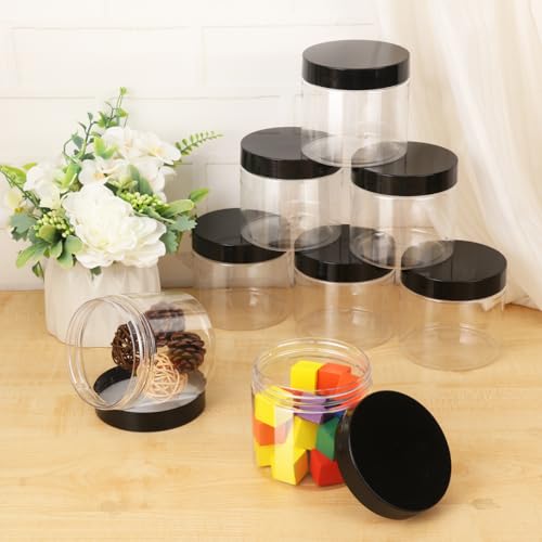 30 Packs 14 oz Transparent Plastic Jars with Black Lids - Cosmetic & Kitchen Storage Variation of THIS listing