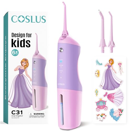 Kids Water Flosser for Oral Care - Safe Gentle 6+ Pink Purple Variation