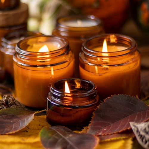 1 Oz Amber Glass Jars with Lids & Liners – 12 Pack Cosmetic Container Set