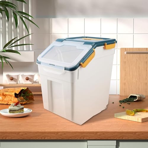 AnRui 50 lb Rice Storage Container, Airtight Flour Bucket, Blue (2 Pcs) - 25/45 lb variant
