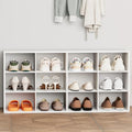 12-Cubby Shoe Rack 3-Tier Wood Organizer Bench - White, Multifunctional Entryway Storage