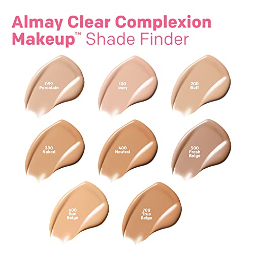 Almay Acne Foundation with Salicylic Acid - Medium Coverage, Soft Matte Finish, 099 Porcelain, Pack of 2 - Variation of 099 Fair-Light with Neutral Undertone