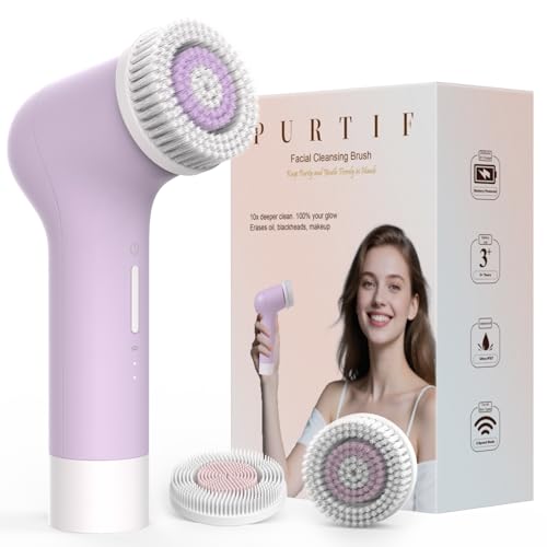 Electric Facial Cleansing Brush,Rechargeable Silicone Face Scrubber exfoliator,3 Speeds,Waterproof, Exfoliating & Massage,for Women Men Skincare, Romantic lavender Birthday Valentine's Day gift