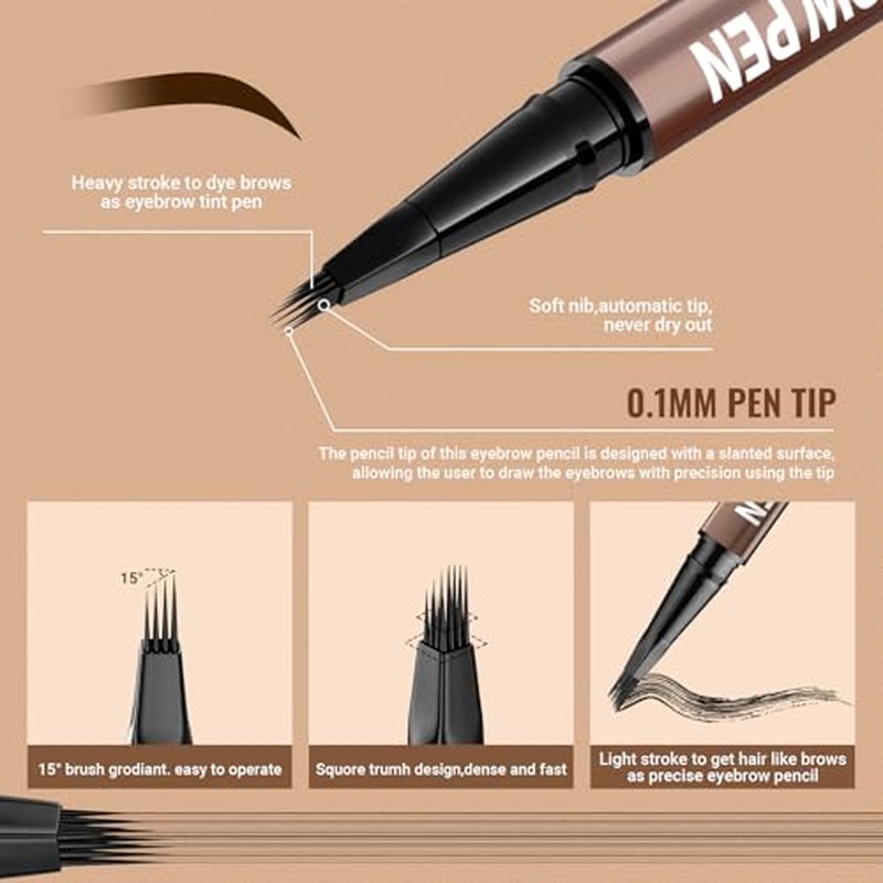 iMethod Eyebrow Pen - Eyebrow Pencil,2-in-1 Eyeliner Dual-Ended Brush-Tip Microblading 4d Eyebrow Pencils for women,Long Lasting Waterproof Hair-Like Brow Pencil,with Eyebrow Brush,DarkBrown