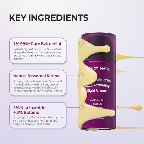 Retinol & Bakuchiol Night Cream for Firming & Wrinkle Reduction - 1 Fl Oz
