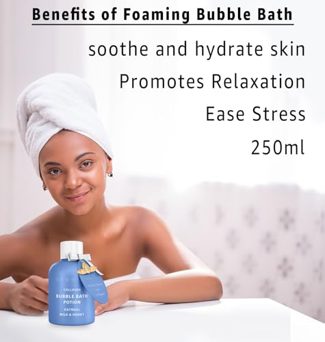 Luxury Collagen Bubble Bath with Oatmeal Milk Honey - Moisturizing Relaxing Spa Gift for Women and Men