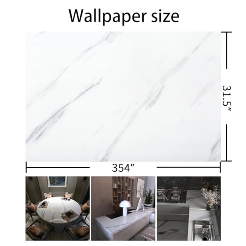 White Marble Wallpaper Countertop Peel & Stick 31.5x354in – BAYYA, 31.5"x354" (Large White Granite)