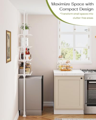 ALLZONE White Tension Mount Over The Toilet Storage Shelf – No-Drill, Slim Design