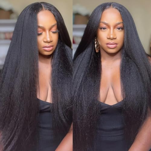 IUTUFTD 12 Inch 1B Kinky Straight Human Hair Bundles Brazilian Virgin Yaki Hair Extensions