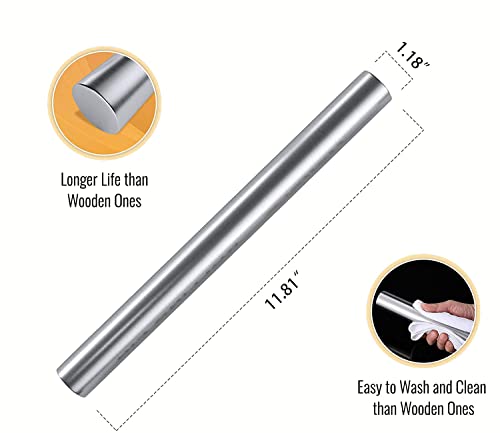31.5”x 19.7” Stainless Steel Chopping and Kneading Board with Lip and Rolling Pin