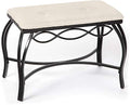 Mango Steam White Shoe Bench - Vanity Seat for Makeup Room, Rectangular Cream Upholstered Stool