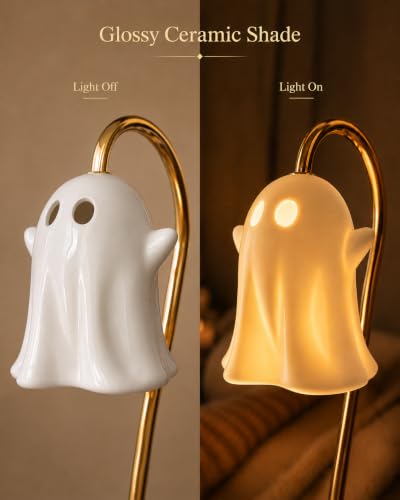 Ceramic Ghost Candle Warmer Lamp with Hands - Spooky Cute Wax Melter & Timer