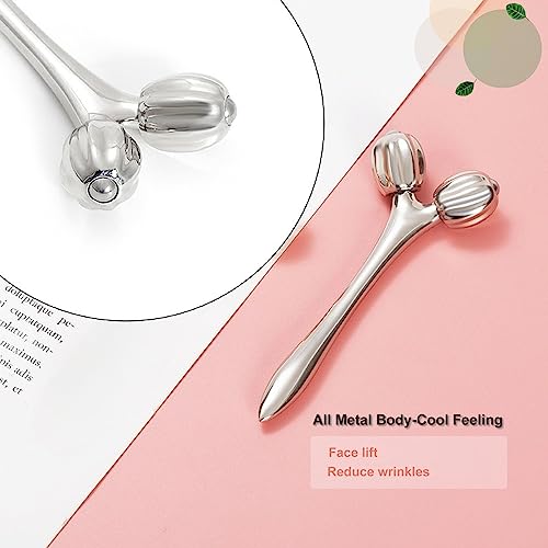 Face & Body Massager - Stainless Steel Guasha Set for Wrinkle Reduction, Chin Lift & Skin Tightening (Silver)