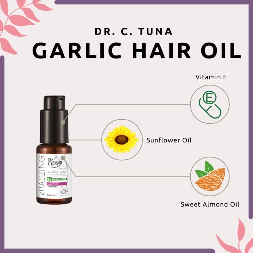 FARMASi Dr. C. Tuna Vitalizing Garlic Oil, Hair Growth Oil for Thicker Longer Fuller Healthier Hair, Prevent Hair Loss & Thinning, All Natural Vitamin Rich Treatment, All Hairy Types, 1 fl.oz (30 ml)