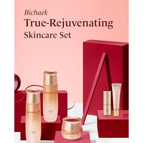 Sooryehan Bichaek True-Rejuvenating Skincare gift Set (206 ml/6.97 fl oz) - Radiant and Firm Skin, Skin Elasticity by LG Beauty. Korean Panax Ginseng, Korean Medicine Extracts
