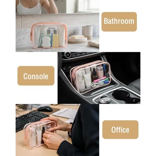 Buminee Clear Pouch Small, Makeup Bag, 6.6"x2.3"x4.7" TSA Approved Toiletry Bag, Clear Travel Bags for Toiletries, Cosmetic Bag for Women-9 Pack