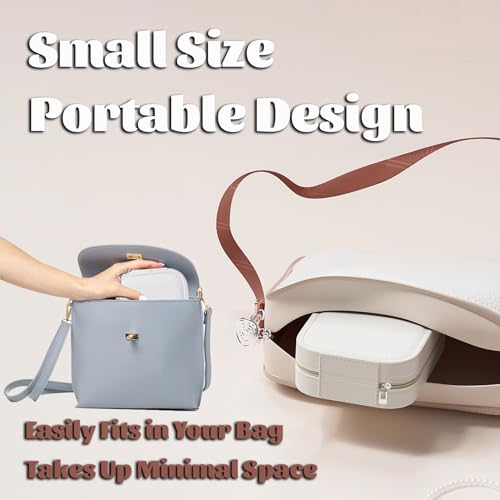 Travel Makeup Bag With Led Mirror, LED Makeup Bag, Travel Makeup Case with Led Mirror, Portable Makeup Box with Mirror and Light, Gift For Girl Women (Beige)