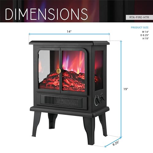Techni Home 1500W Electric Fireplace Heater with Realistic Flame Effect