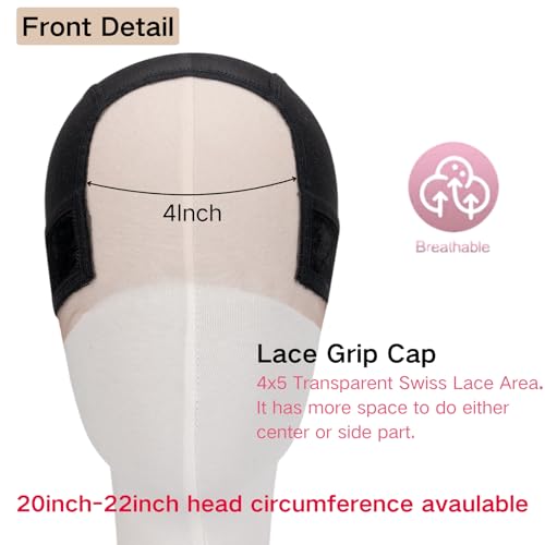 Isshin Beauty Small Size Transparent Swiss Lace Wig Grip Cap with Adjustable Headband - Black