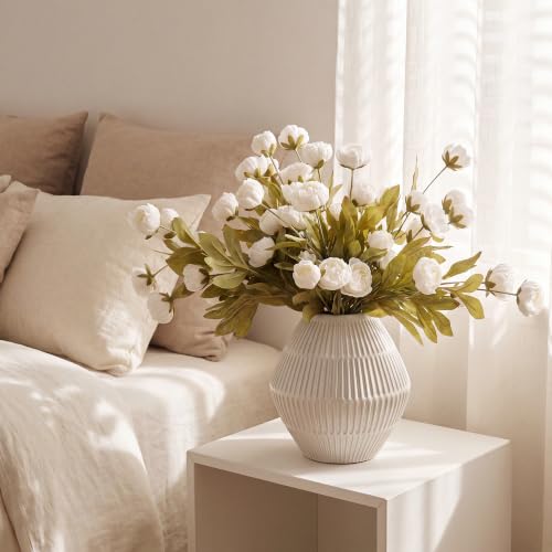Artificial Peony Flowers for Vase Decor - White, 12 Stems, 27" Long