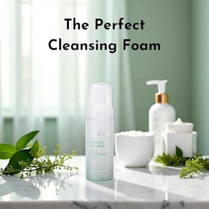 LAVIEN Perfect Balance Daily Cleansing Foam - Face Wash, Mild Bubble Foam Cleanser, Makeup Remover, All Skin Types - 5.97 Fl Oz. (150ml) Bottle