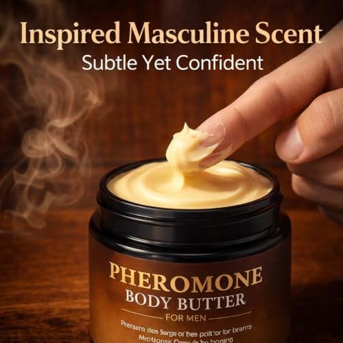Pheromone Body Butter for Men, Cologned Skin Body Cream with Shea Butter, Cocoa Butter & Coconut Oil, Non-Greasy, Long-Lasting Scent, Alcohol-Free, Vegan, 5 oz (1 pack)