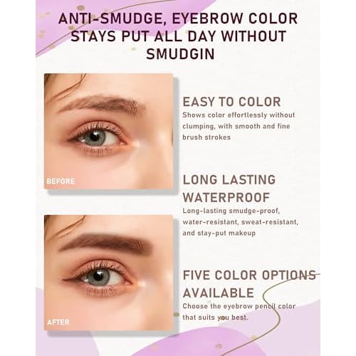 Microblading Eyebrow Pen, Eyebrow Pencils for Women Waterproof, 2-in-1 Hair Like Brow Pen with 4 Fork Tip and Precise Tip for Natural-Looking Brows, Last All Day-4PCS, Dark Brown