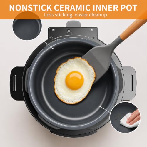 Electric Pressure Cooker 6 Qt 9-in-1 Multi-Function Slow Cooker & Steamer - Silver