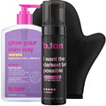 B.TAN Next Level Dark Self Tanner Kit 2-Pack - Mousse & Clear Gel with Tanning Mitt