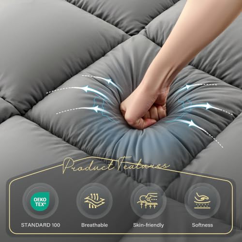 DOWNSTORIA 3-Inch Foldable Japanese Floor Mattress Grey Full Size Portable Futon