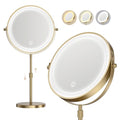 Lighted Makeup Mirror, 5000 mAh Rechargeable Double Sided Magnifying Vanity Mirror with 3 Colors, 1x/20x, 360¡Æ Rotation , Brightness Adjustable lighted mirror with magnification, Antique Bronze