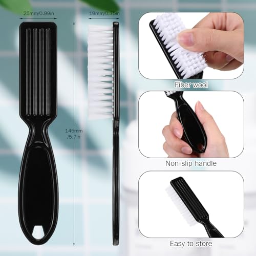 Patelai 100 Pieces Black Handle Grip Nail Brushes for Cleaning Nails & Toes