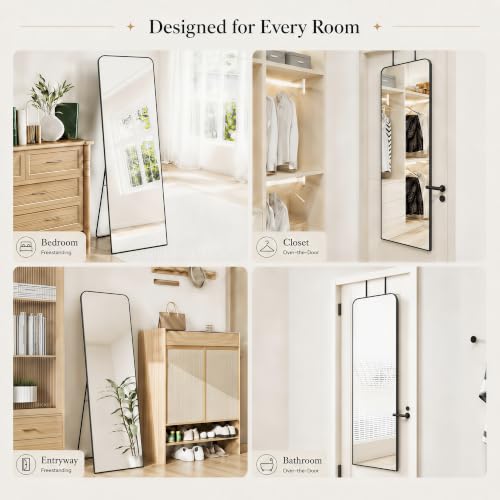 57x20 Inch Full Length Floor Mirror with Stand & Wall Mount - Black, Variation of THIS listing