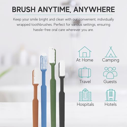 80 Pack Disposable Pre Pasted Toothbrushes Individually Wrapped for Travel & Hotel Use
