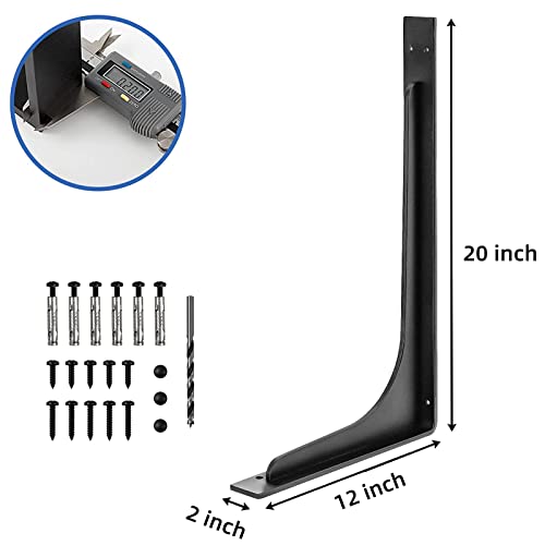 Picesa 20x12 Inch Die-Cast Heavy Duty Shelf Brackets - Vertical Angle Mounting Hardware Included