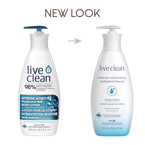 Live Clean Intense Moisture Fragrance-Free Body Lotion Pack of 2 - 18 Fl Oz Each