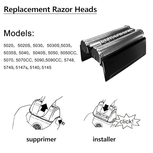 Series 5 Electric Shaver Replacement Head - 52B Compatible with Braun Series 5 Electric Razors, 52B Blades for Braun S5 Replacement Head for 5020, 5020S, 5030, 5030S