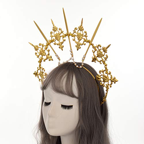 Gold Halo Crown Headband for Women Halloween Costume Accessory - Blessume