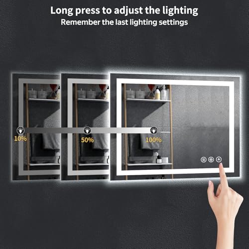 38-Inch LED Bathroom Mirror with Lights, Anti-Fog, Front & Backlit
